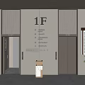 Modern Elevator Lobby With 1F Sign Elevators Directional Signs And Plant 3d model