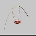 Outdoor Playground Swing Equipment With Arch Metal Frame And Round Red Seat
