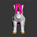 Adorable White Unicorn Toy With Pink Mane Tail Yellow Horn Hooves And Smiling Face