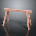 Wooden Public Bench With Simple Design And Natural Wood Leg Structure