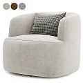 Beige Upholstered Accent Chair With Rounded Design And Black White Houndstooth Pillow