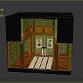 Japanese Architectural Interior Model With Wooden Structure Sliding Doors And Tatami Mats
