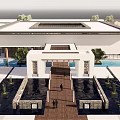 Modern Museum Building With Square Roof Skylight Parking Area And Landscaping Design