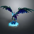 Mythical Creature 3D Model With Large Wings And Glowing Blue Base Design 3d model