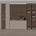 Modern Wine Cabinet Design With Wooden Glass Doors LED Lighting And Layered Shelves
