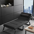 Black Folding Bed In Modern Room With Urban Skyline And Storage Cabinet
