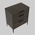 Modern Wooden Bedside Table With Three Drawers Black Handles And Walnut Finish