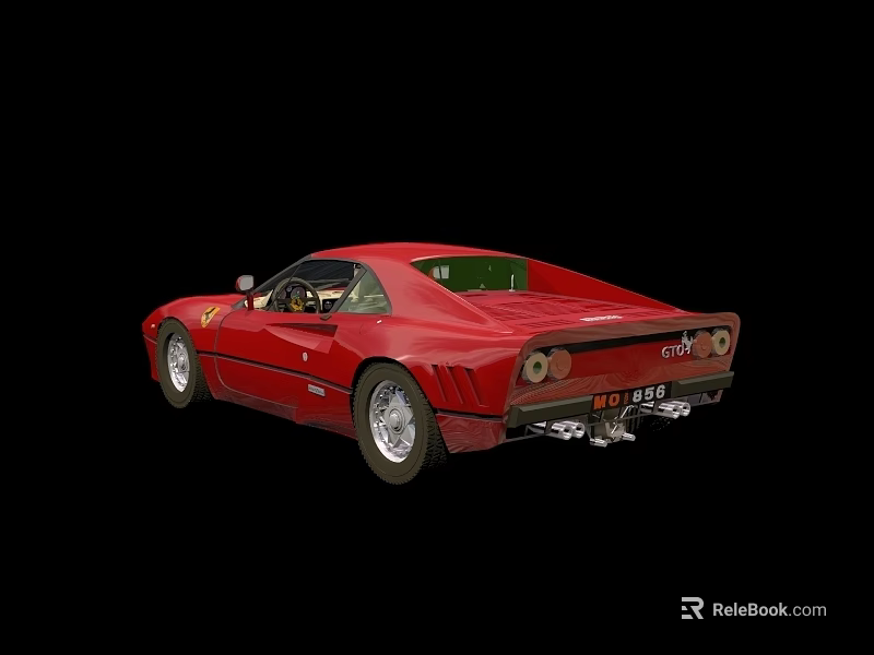 Red Ferrari Sports Car Side View on Black Background with Sleek Exterior Design 3d model 