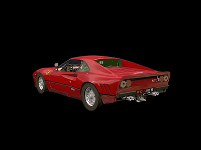 Red Ferrari Sports Car Side View on Black Background with Sleek Exterior Design 3d model