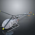 Space Exploration Helicopter Model With White Body Black Rotors And Yellow Tips