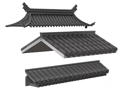 Traditional Chinese Roof Tile Structures With Sloped Eaves And Classic Design 3d model