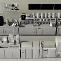 Commercial Kitchen Equipment With Modern Cabinets Shelves Worktables And Storage Solutions 3d model