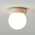 Modern Ceiling Lights With Wooden Textured Bases Spherical Lamps And Curved Shades
