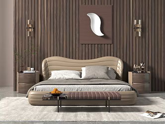 Modern Background Double Bed Double Bed 3d model