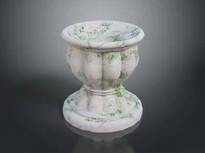 White Green Speckled Marble Sculpture Vase Shaped Carving With Ornate Base And Decorative Art Design 3d model