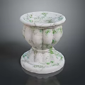 White Green Speckled Marble Sculpture Vase Shaped Carving With Ornate Base And Decorative Art Design