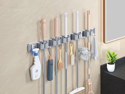 Bathroom Cabinet Rack Wall Mounted Organizer For Cleaning Tools And Supplies 3d model