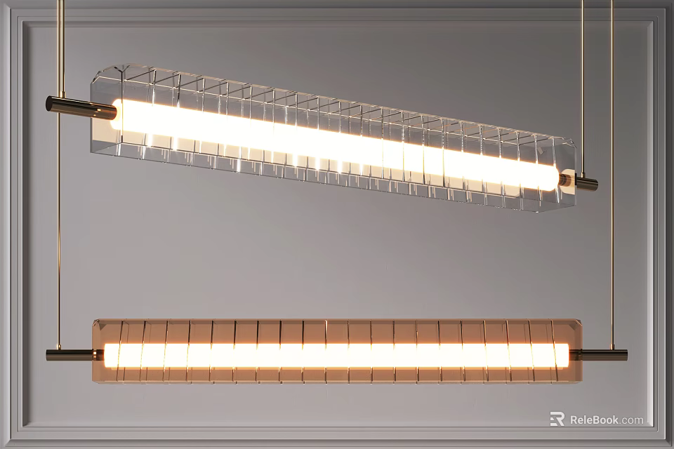 Modern Long Hanging Pendant Lights With Transparent And Wooden Design For Interior Lighting 3d model 