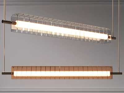 Modern Long Hanging Pendant Lights With Transparent And Wooden Design For Interior Lighting 3d model