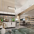 Book Art Inspired Modern Library Space With Bookshelves Work Desk Computer Printer And Staircase