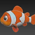 Cute Orange Clownfish With White Stripes And Big Cartoon Like Eyes