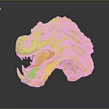 Pink Purple Dragon Head 3D Model with Sharp Teeth Open Mouth and Yellow Eyes