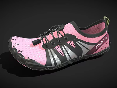 Pink Sporty Shoes With Mesh Design Black Laces And Breathable Non Slip Sole 3d model