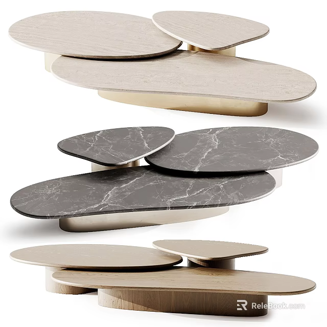 Modern Coffee Tables With Marble Tops And Metal Bases Unique Design 3d model 