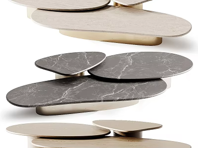 Modern Coffee Tables With Marble Tops And Metal Bases Unique Design 3d model