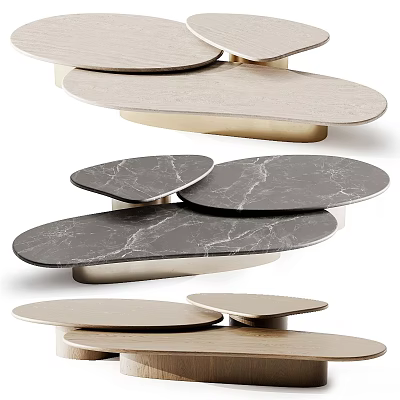 Modern Coffee Tables With Marble Tops And Metal Bases Unique Design 3d model