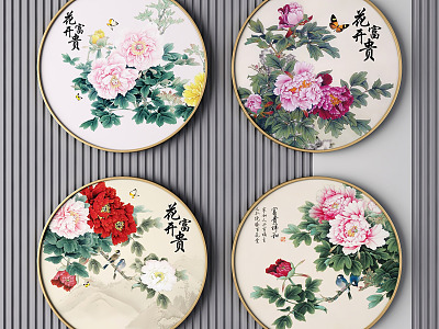 New Chinese Style Round Frame Painting Decorative Hanging Painting model