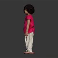 Two Children Wearing Pink Shirts With Letter H And Beige Pants Back Front Views