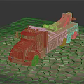 Wooden Tow Truck Model With Detailed Crane And Stone Textured Ground