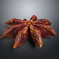 Dried Star Anise Spice with Brown Star Shaped Pods on Dark Background