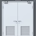 Modern White Double Doors With Metal Handles And Ventilation Grilles
