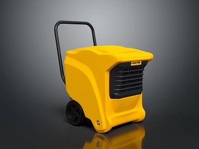 Bright Yellow Mobile Kitchen Appliance With Wheels Handle And Modern Design 3d model