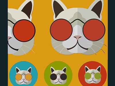 Cartoon Cat Pet Cat Glasses Cat Animal Head Cute Decorative Element Illustration 3d model