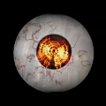 Human Eyes With Green Outline And Orange Pupil Texture On Black Background