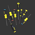 Stanley Hardware Tools Set Including Different Size Screwdrivers With Yellow Black Handles 3d model