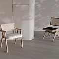 Modern Dining Chairs With Wooden Frame Woven Backrest And Upholstered Seats