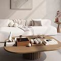 Minimalist Living Room Interior With Beige Wall Large Painting White Sofa And Wooden Coffee Table