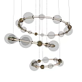 Modern Spiral Chandelier with Transparent Glass Balls Golden Accents Hanging Illuminated Design