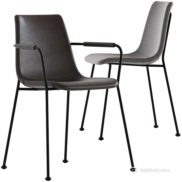 Modern Armrest Chairs With Black Metal Legs And Two Tone Design 3d model 