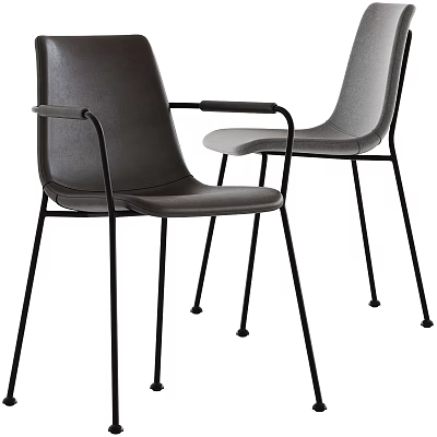 Modern Armrest Chairs With Black Metal Legs And Two Tone Design 3d model