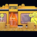 Vibrant Yellow KETONG Storefront With Circular Icons Columns And Patterned Floor