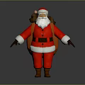 3D Santa Claus Model in Red Outfit With White Beard and Brown Backpack
