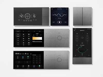 Modern Smart Switch Panels Featuring Touch Controls And Sleek Metallic Design 3d model