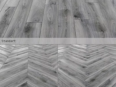 Gray Natural Wood Grain Wooden Flooring With Standard Layout And Herringbone Pattern 3d model