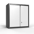 Modern Bookcase With White Doors And Black Frame Featuring Lock Design 3d model