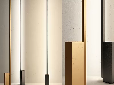 Modern Minimalist Floor Lamp With Slim Metal Structure And Brass Black Finish Design 3d model